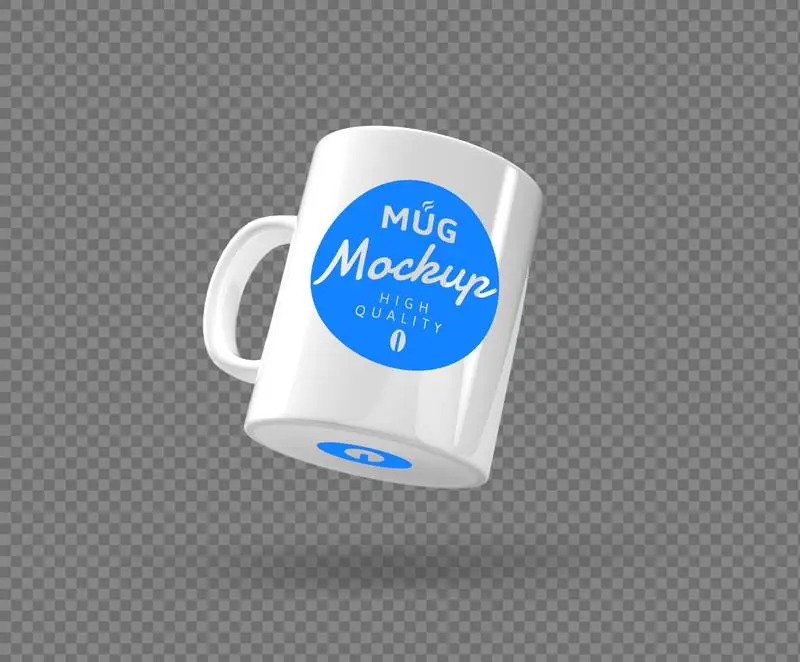 White Mug Mockup Over Blue Surface