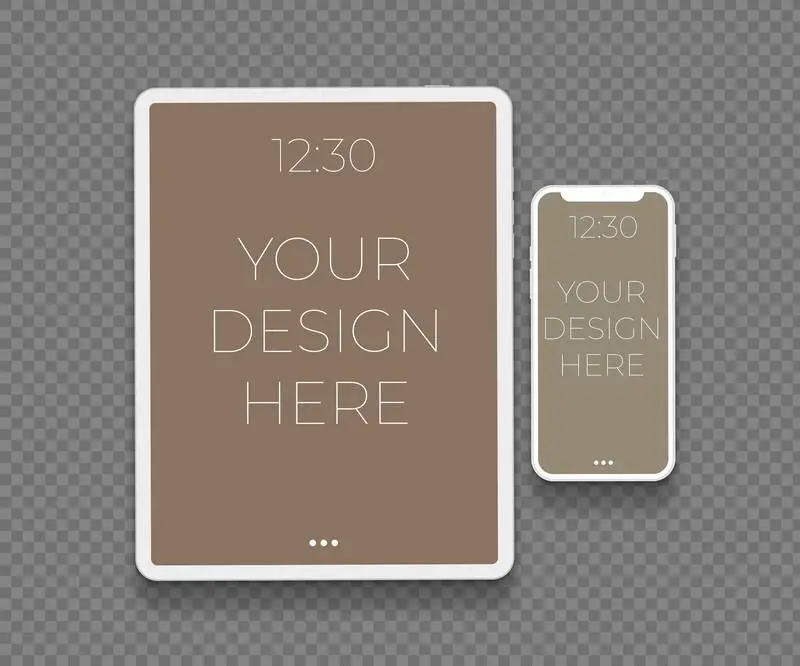 Mockup of Simple White Tablet and Smartphone