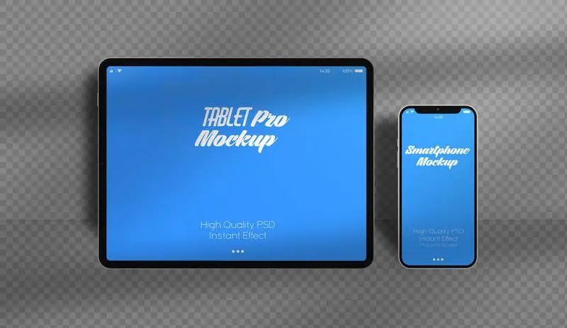 Elegant Dark Mockup with Tablet and Smartphone