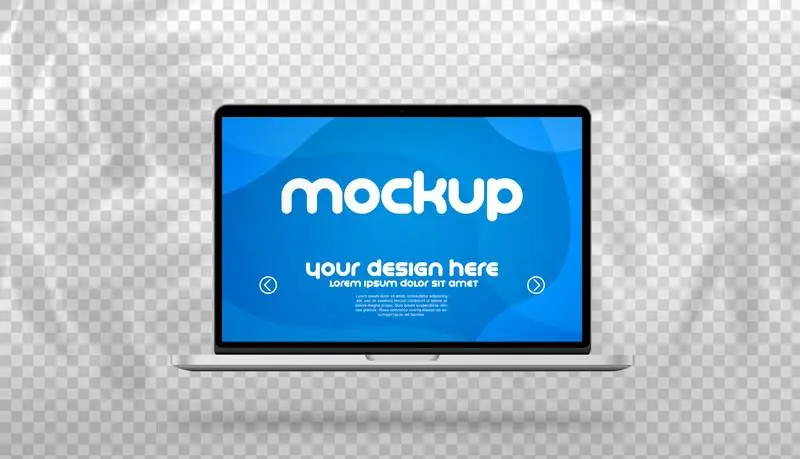 Floating Laptop Mockup with Soft Plant Shadows