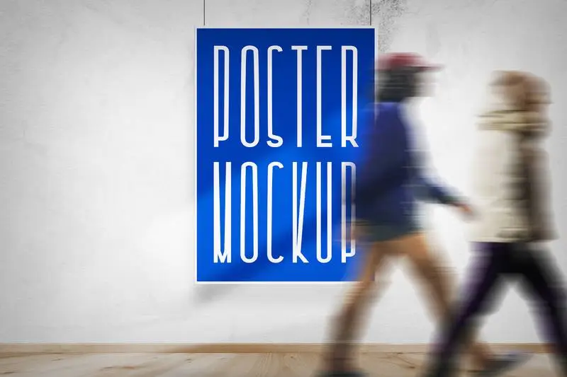 Mockup of Hanging Poster in Exhibition Hall