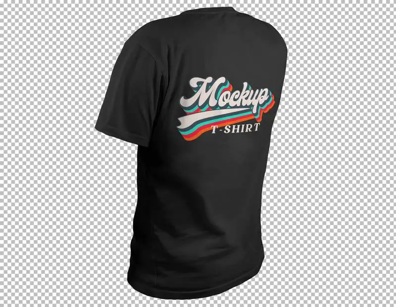 Mockup of a Black T-shirt on a Transparent Background