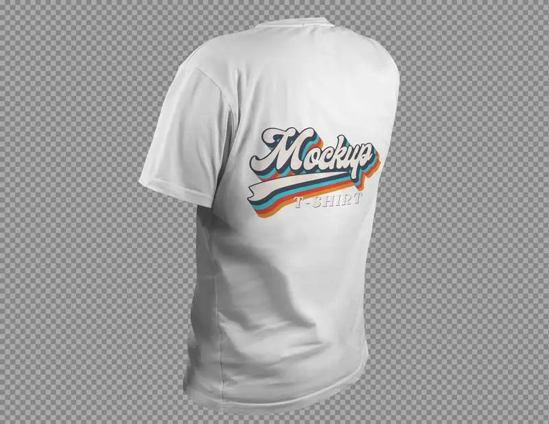 Mockup of a White T-shirt on a Transparent Background