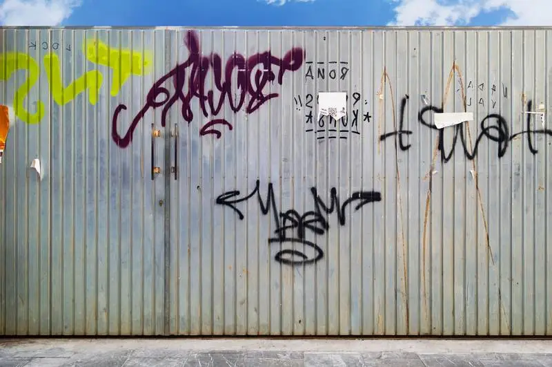 Grunge Metal Fence Background with Sky as a Backdrop