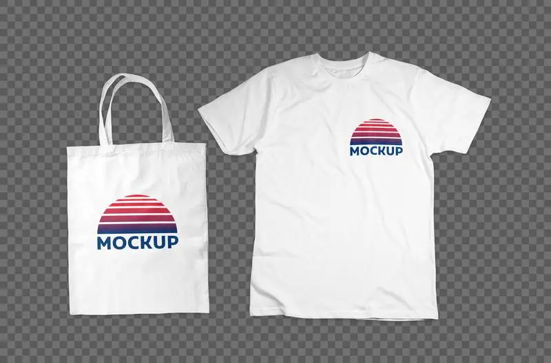 White T-shirt and Tote Bag Mockup