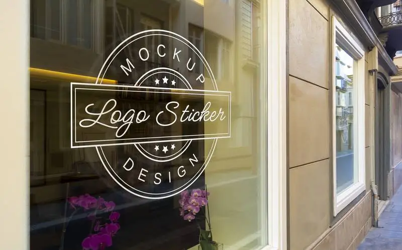 Mockup of a Sticker Logo for a Shop Window