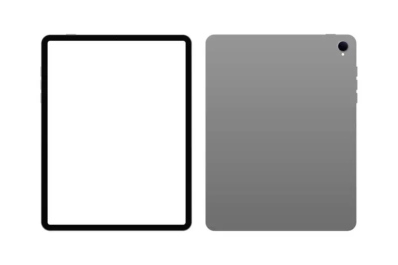 Isolated Set of Tablet Views Front and Back