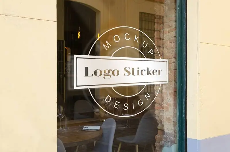 Mockup of a Sticker Logo on a Shop Window
