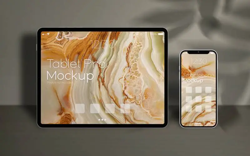 Mockup of Tablet and Smartphone in an Elegant Scene