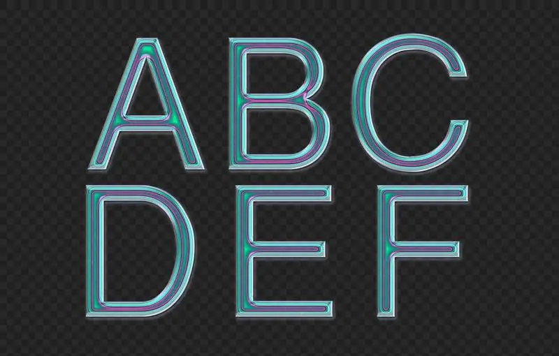 Collection of Holographic Style Numbers A to F