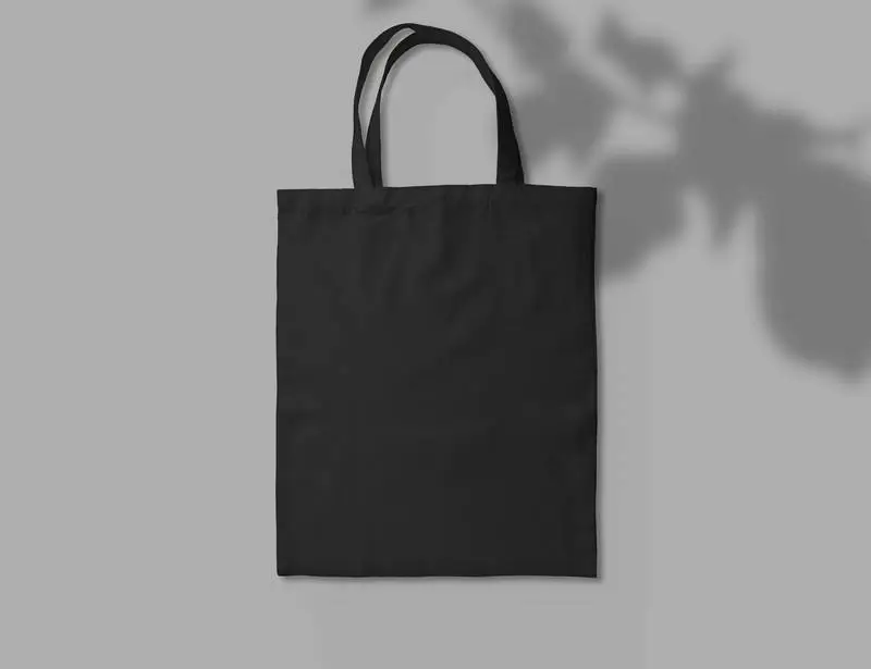 Black Tote Bag with Plant Shadow