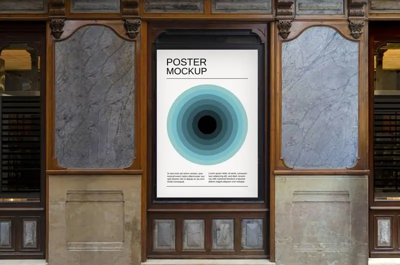 Mockup of a Poster on the Wall of an Elegant Old Building