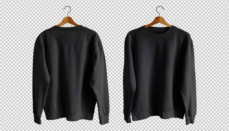 Black Isolated Sweater Front and Back