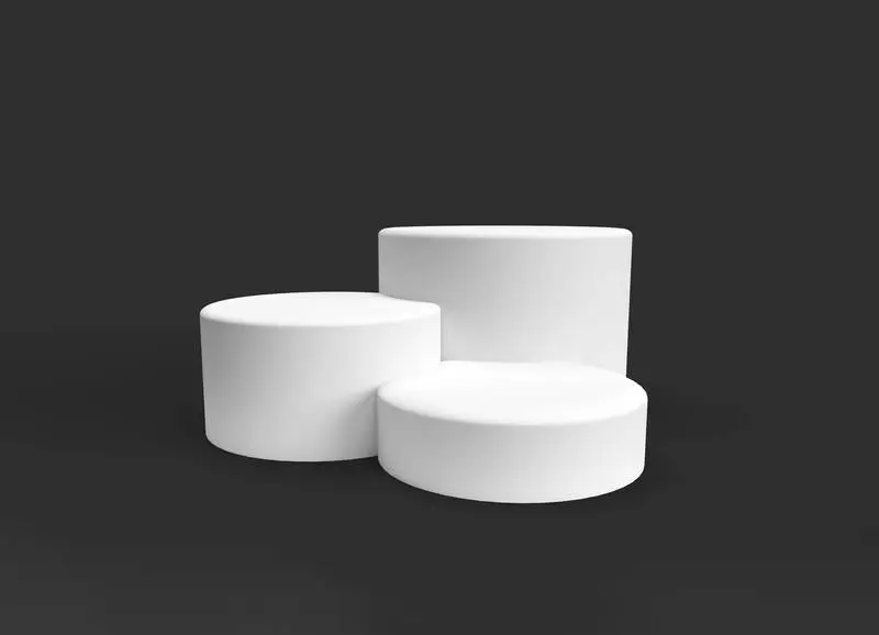 White 3D Podiums for Product Presentation Over Black Surface