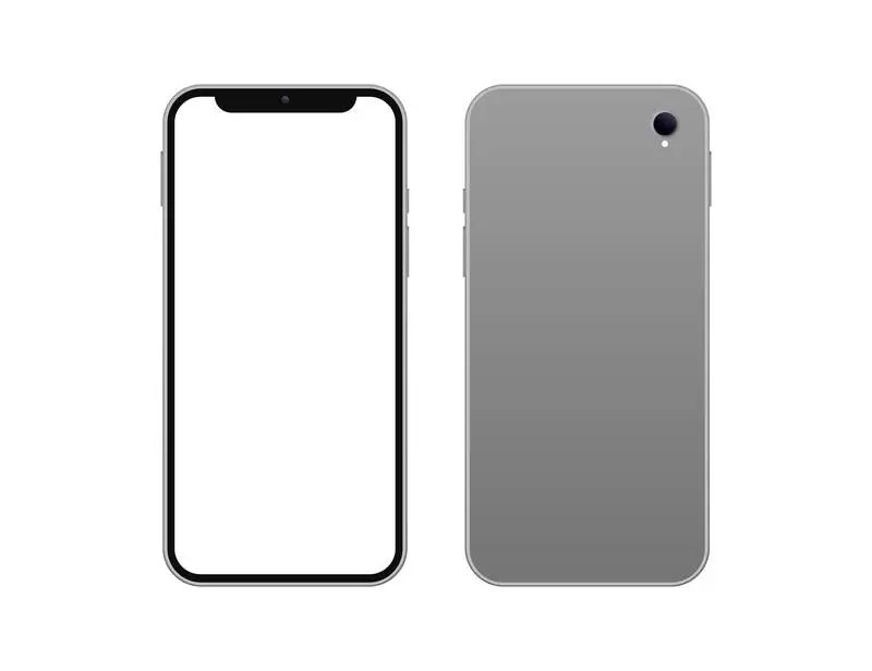 Isolated Pack of Realistic Smartphones Front and Back
