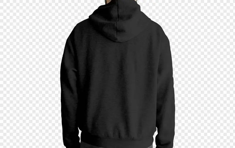 Isolated Back View of Black Hoodie