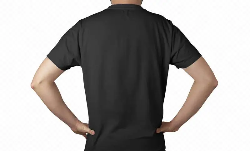 Isolated Model with Black T-Shirt Back View
