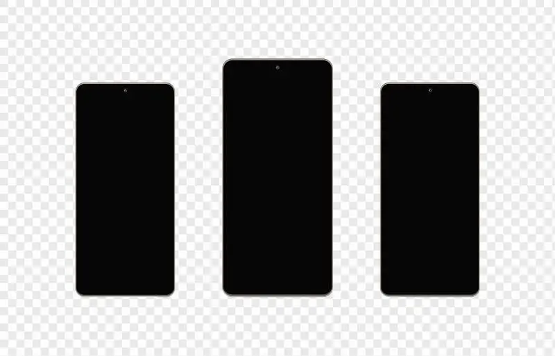 Isolated Front Three Smartphones