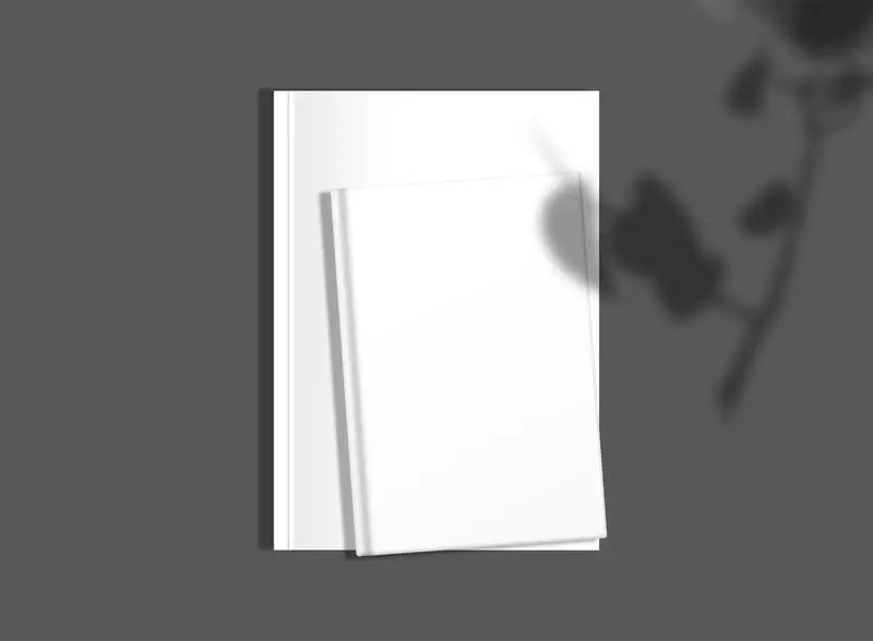 Book and Magazine Composition Mockup Over Dark Surface