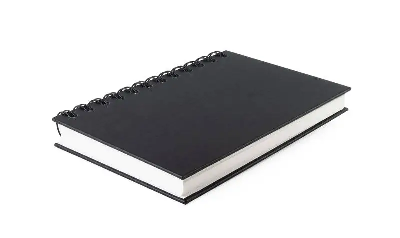 Black Ring Notebook on White Background