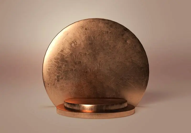 Circular Bronze Podium on a Light Background