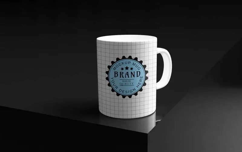 Stylish Mug Mockup on Glossy Black Surface