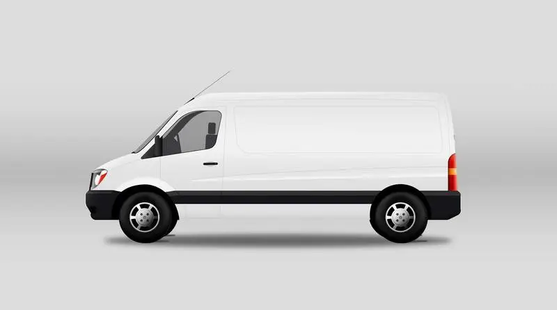 Isolated White Van over White Surface