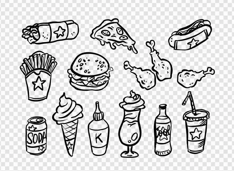 Collection of Fast Food Doodles