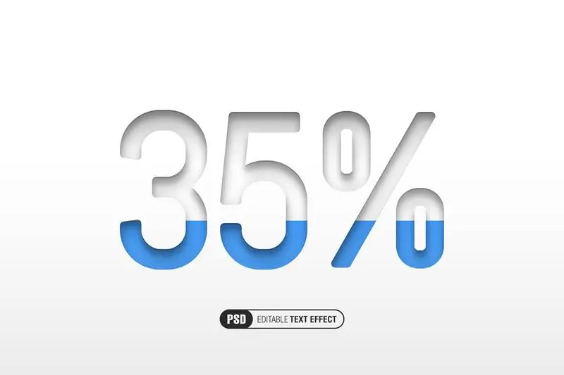 Editable percentage level number text effect