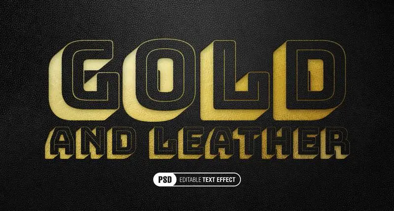 Gold on Black Leather Editable Text Effect
