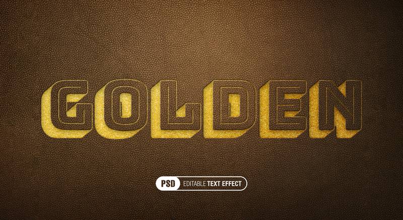 Gold on Brown Leather Editable Text Effect