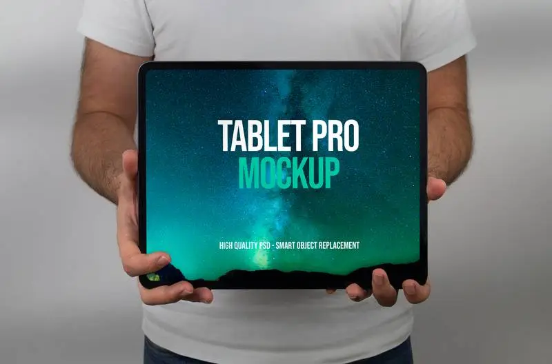 Mockup of Tablet Pro Handheld in Horizontal