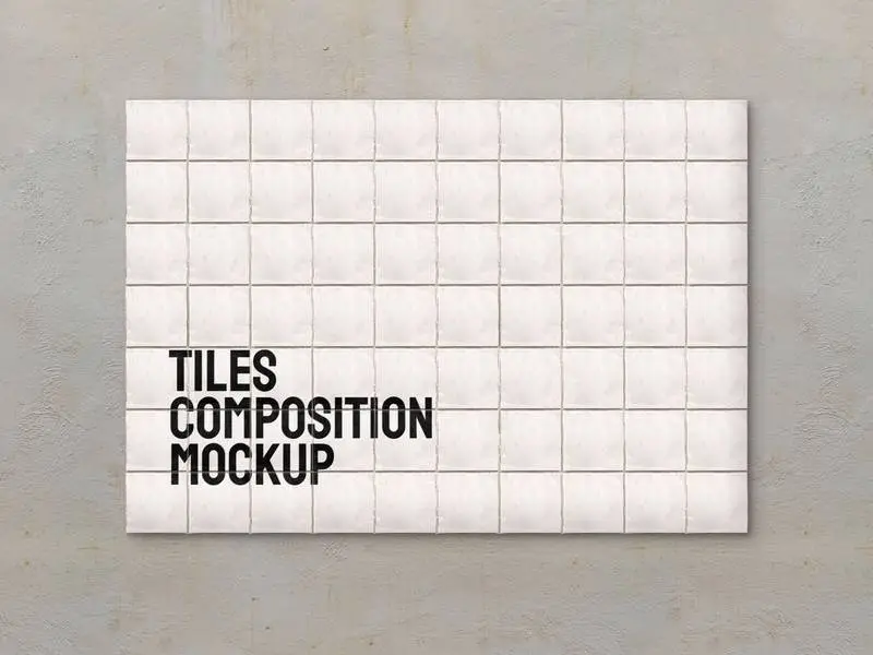 Mockup of Tile Composition on a Wall