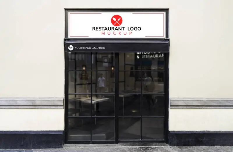 Mockup of Front and Back Awning for Restaurant