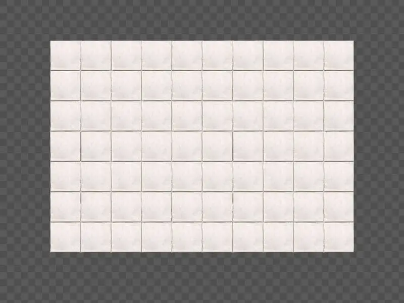 White Tiles Composition on Transparent Background