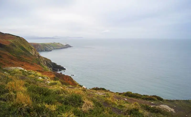 Picture of Bay with Green Meadow and Lighthouse in the Background