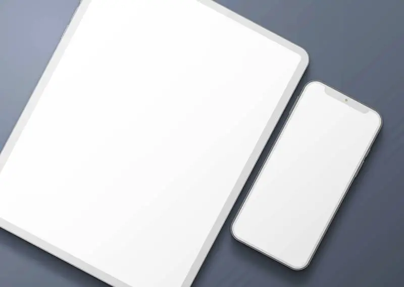 Minimalist White Tablet and Smartphone Composition