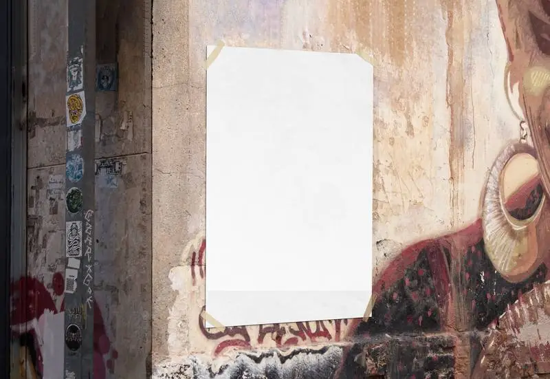 Plain Grunge Poster Pasted on the Corner of a Building