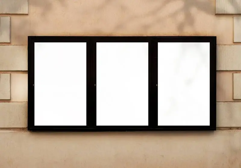 Triple Information Panel for Posters on Stone Wall