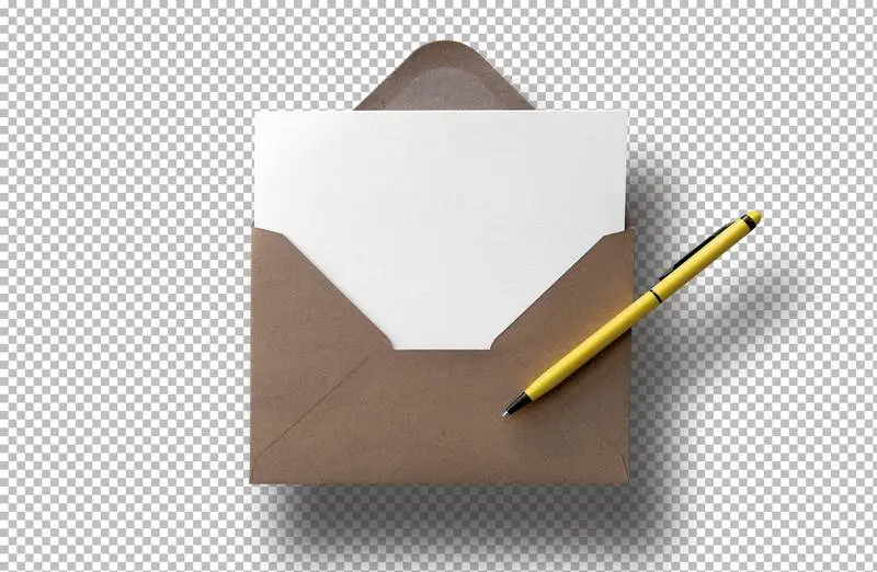 Floating Enveloped Card on Transparent Background