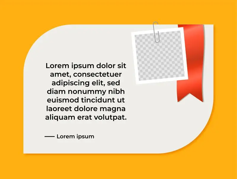 Banner for Quote with Red Ribbon Over Yellow Background