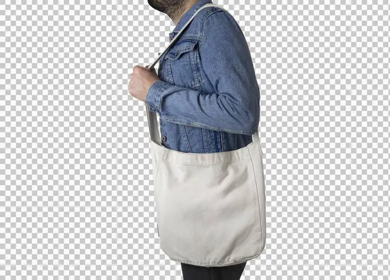 Male Model Holding a White Tote Bag