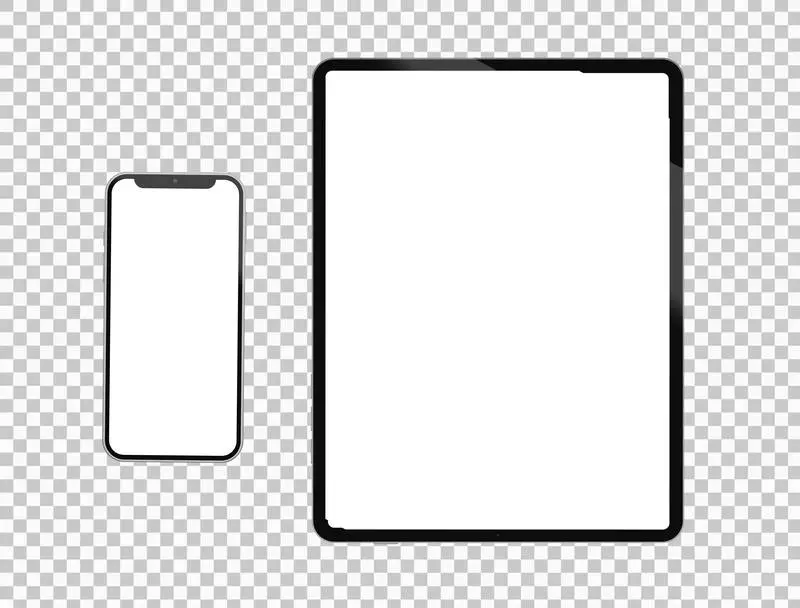 Minimalist Tablet and Smartphone Composition on Transparent Background