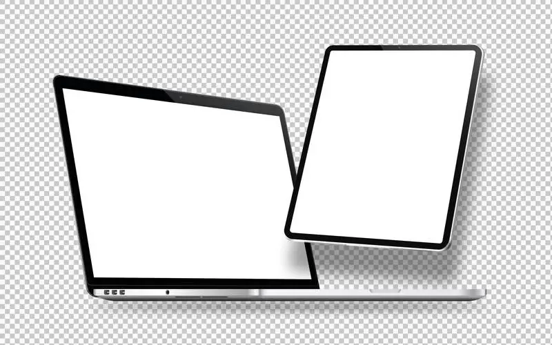Tablet and Laptop on Transparent Background