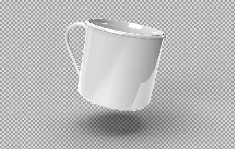White Metallic Mug on Transparent Background