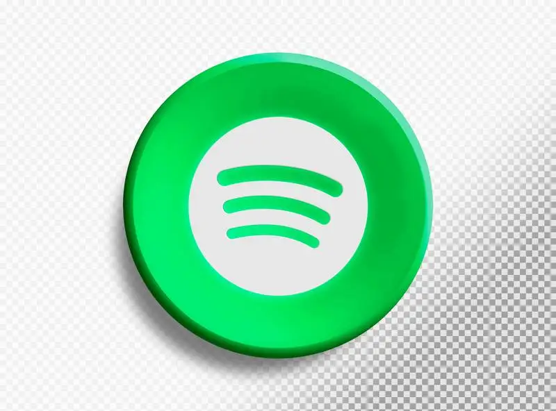 3D circle with Spotify logo isolated on a transparent background