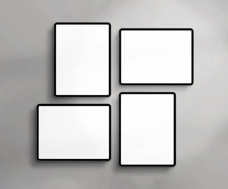Four Plain White Tablets Pro in Elegant Composition