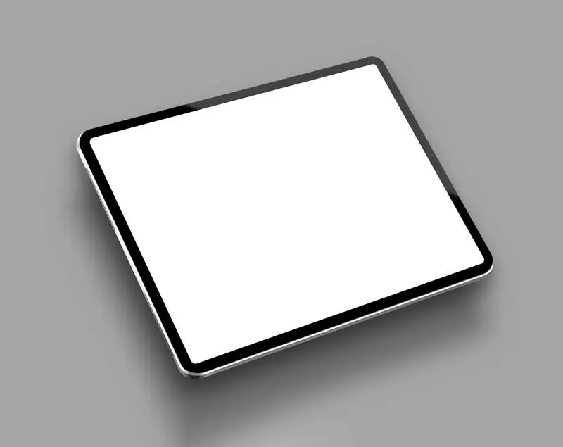 Plain White Tablet Pro on Grey Background