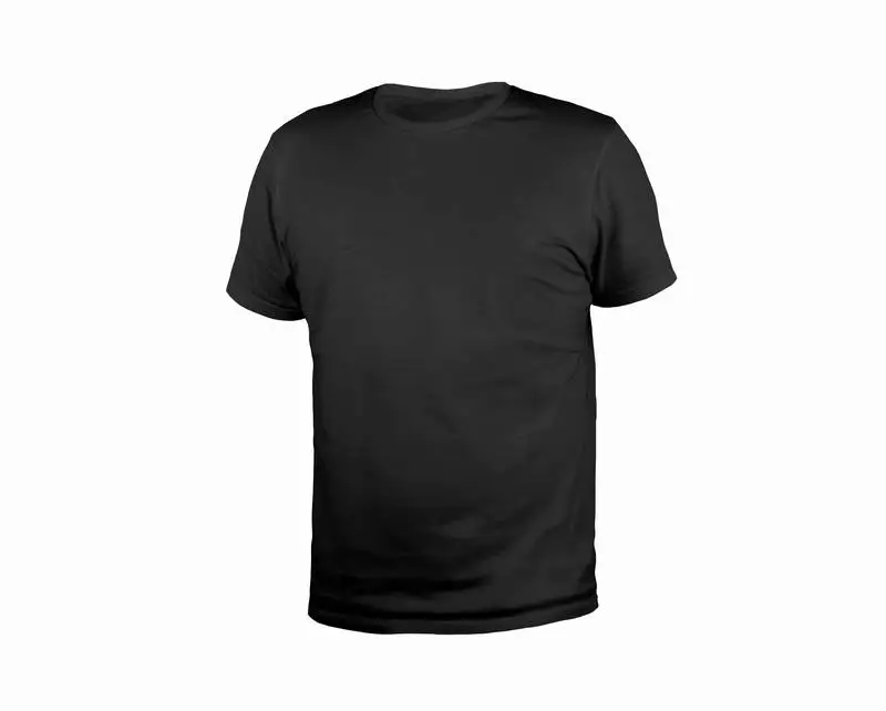 Regular Plain Black T-shirt on a Grey Background