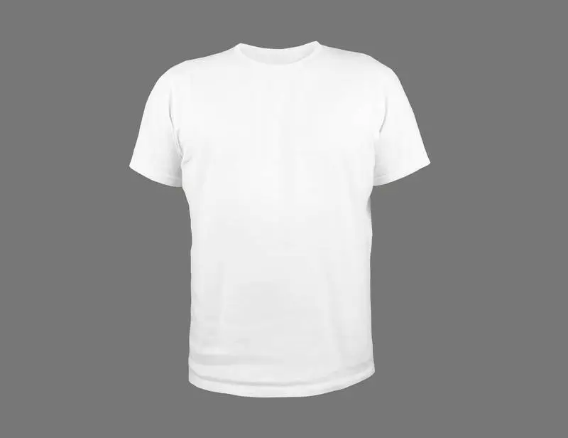 Regular Plain White T-shirt on a Grey Background